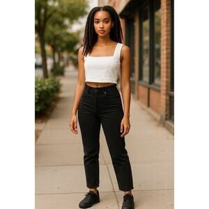 "MABLE" White Rayon/Linen Blend Cropped Tank Top SZ S Babydoll Summer Clean Girl